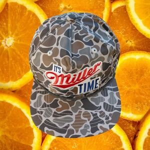 Blank Rope Hats Miller Time Duck Camo Snapback Hat Mens Grey Brown Adjustable
